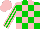 Silk - Green, pink blocks, pink stripes on sleeves, pink cap
