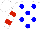 Silk - White, blue dots, red hoops on sleeves