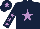 Silk - Dark blue, mauve star, mauve stars on sleeves, mauve star on cap