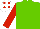 Silk - Light green, red sleeves, white cap, red spots