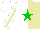 Silk - White and tan halves, green star, tan stripe on white sleeves, white cap