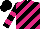 Silk - Black and cerise diagonal stripes, black sleeves, two cerise hoops