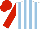 Silk - white, light blue stripes, red sleeves and cap