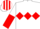 Silk - WHITE, red triple diamond, halved sleeves, striped cap