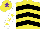 Silk - Yellow, black chevrons, white sleeves, yellow stars, yellow cap, purple star