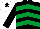 Silk - Black and emerald green chevrons, white cap, black star