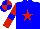 Silk - blue, red star, blue armbands on red sleeves, quartered cap