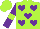 Silk - Lime green, purple hearts, lime green band on purple sleeves