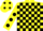 Silk - YELLOW and BLACK check, YELLOW sleeves, BLACK spots and spots on cap