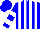 Silk - Blue, white vertical stripes, white bars on sleeves