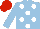 Silk - Light blue, white spots, red cap