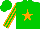 Silk - Green, orange star 'jt racing' on back, orange 'rudy's metals' and recycling emblem on front, orange stripes on sleeves