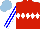 Silk - Red, white diamond hoop, blue and white stripes sleeves, light blue cap