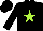 Silk - Black,  lime green star front and back,  black cap