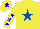 Silk - Yellow, royal blue star, yellow sleeves, blue stars, yellow cap, blue star