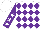 Silk - White, purple horses head, purple diamonds, white stars on purple sleeves, white cap