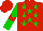 Silk - Red, green stars, red armlet on green sleeves, green star on red cap