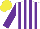 Silk - White, purple stripes, purple sleeves, yellow cap