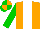 Silk - Orange, white stripe, green sleeves, green and orange quartered cap