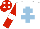 Silk - white, light blue cross of lorraine, white armbands on red sleeves, white spots on red cap