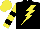 Silk - Black, yellow lightning bolt, black hoops on yellow sleeves,| black and yellow cap