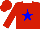 Silk - Red, blue star,  white collar