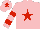 Silk - Pink, red star, hooped sleeves and star on cap