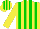 Silk - Yellow and green stripes, yellow sleeves, yellow and green striped cap