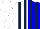 Silk - White, dark blue stripes, white and blue halved cap