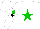 Silk - White, green star, green diamond on sleeves, black star on white cap