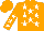 Silk - orange, white stars, white stars on sleeves, orange cap