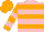 Silk -  pink, orange hoops,pink bars on orange sleeves, orange cap