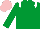 Silk - EMERALD GREEN, WHITE epaulets, PINK cap