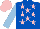 Silk - Royal blue, pink stars, light blue sleeves, pink cap