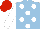 Silk - Light blue, white spots and sleeves, red cap