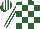Silk - White, hunter green blocks, hunter green and white striped sleeves, hunter green and white striped cap