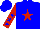 Silk - Blue, white star on back, red star on front, red and blue stars on white sleeve,  white and blue stars on red sleeve