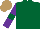 Silk - Dark green, purple sleeves with dark green armbands, light brown cap