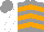 Silk - Grey & orange chevrons, white sleeves, grey cap