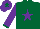 Silk - Dark green, purple star, dark green cuffs, purple cap, dark green star