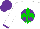 Silk - White, green fleur de lys, purple ball, purple cuffs on sleeves, purple cap