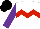 Silk - White, red chevron hoop, purple sleeves, black cap