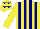 Silk - Yellow and navy blue stripes, stars cap