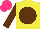 Silk - Yellow, brown disc and sleeves, hot pink cap