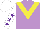 Silk - Mauve, yellow chevron, purple stars on white sleeves, purple star on white cap