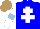 Silk - Blue, white cross of lorraine, white sleeves with light blue armlets, light brown cap