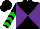 Silk - Black and purple diagonal quarters, green chevrons on black slvs