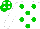 Silk - white, green spots, green cap, white spots