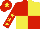 Silk - Red body, yellow quartered, red arms, yellow stars, red cap, yellow star