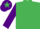 Silk - EMERALD GREEN, purple sleeves, purple cap, emerald green star